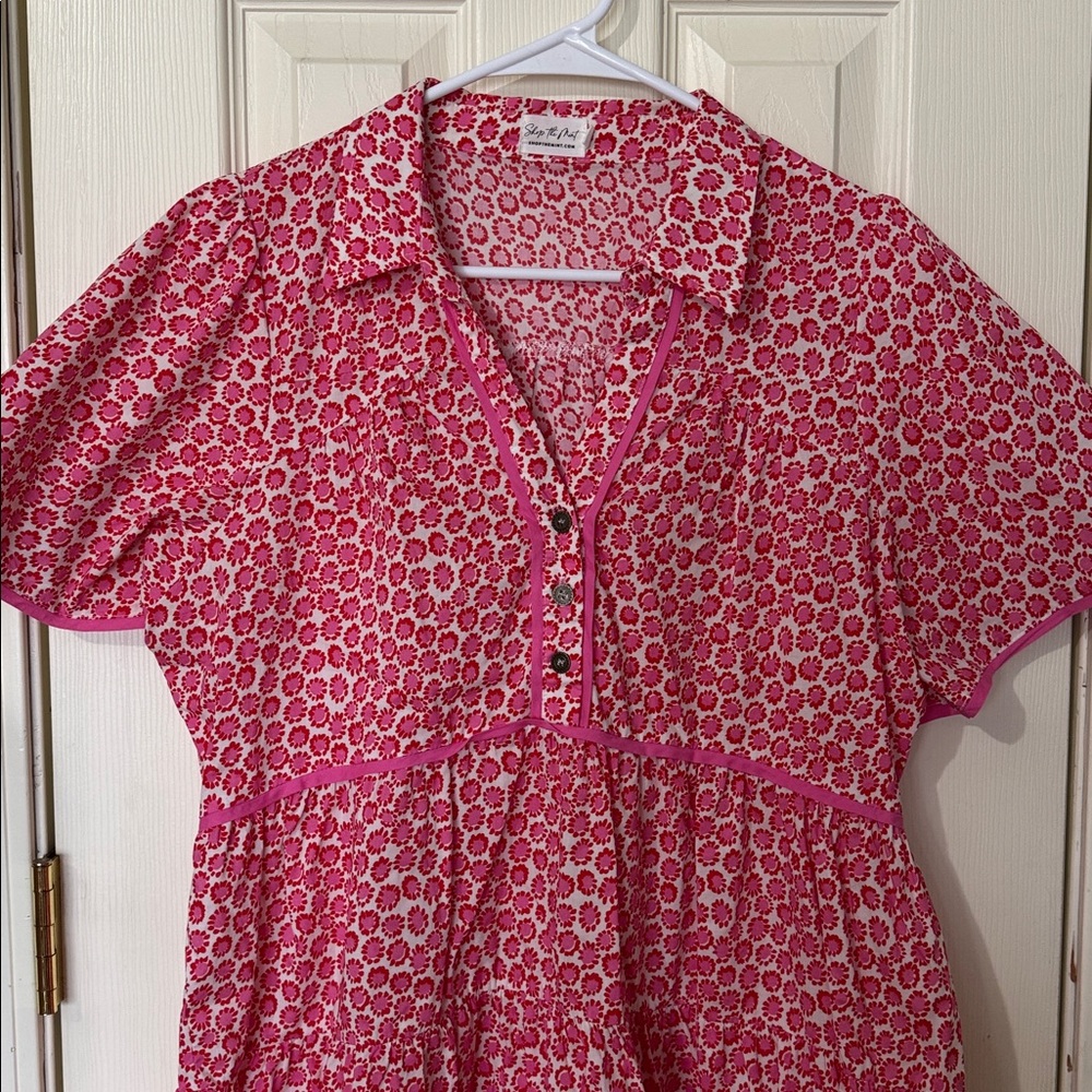 Pink Patterned High-Low Dress - Picture 2 of 8